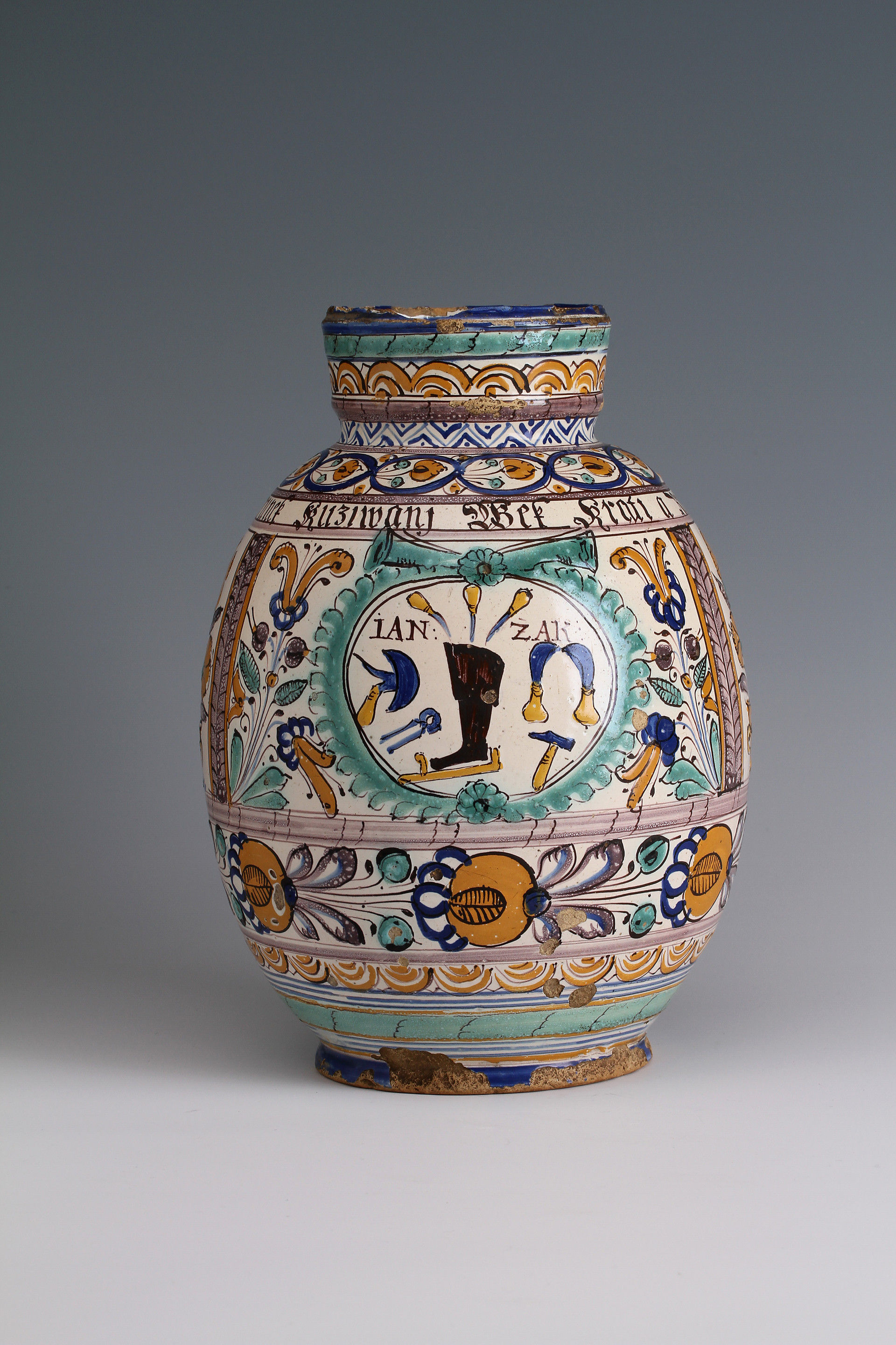 A Haban faience jug dated 1730
