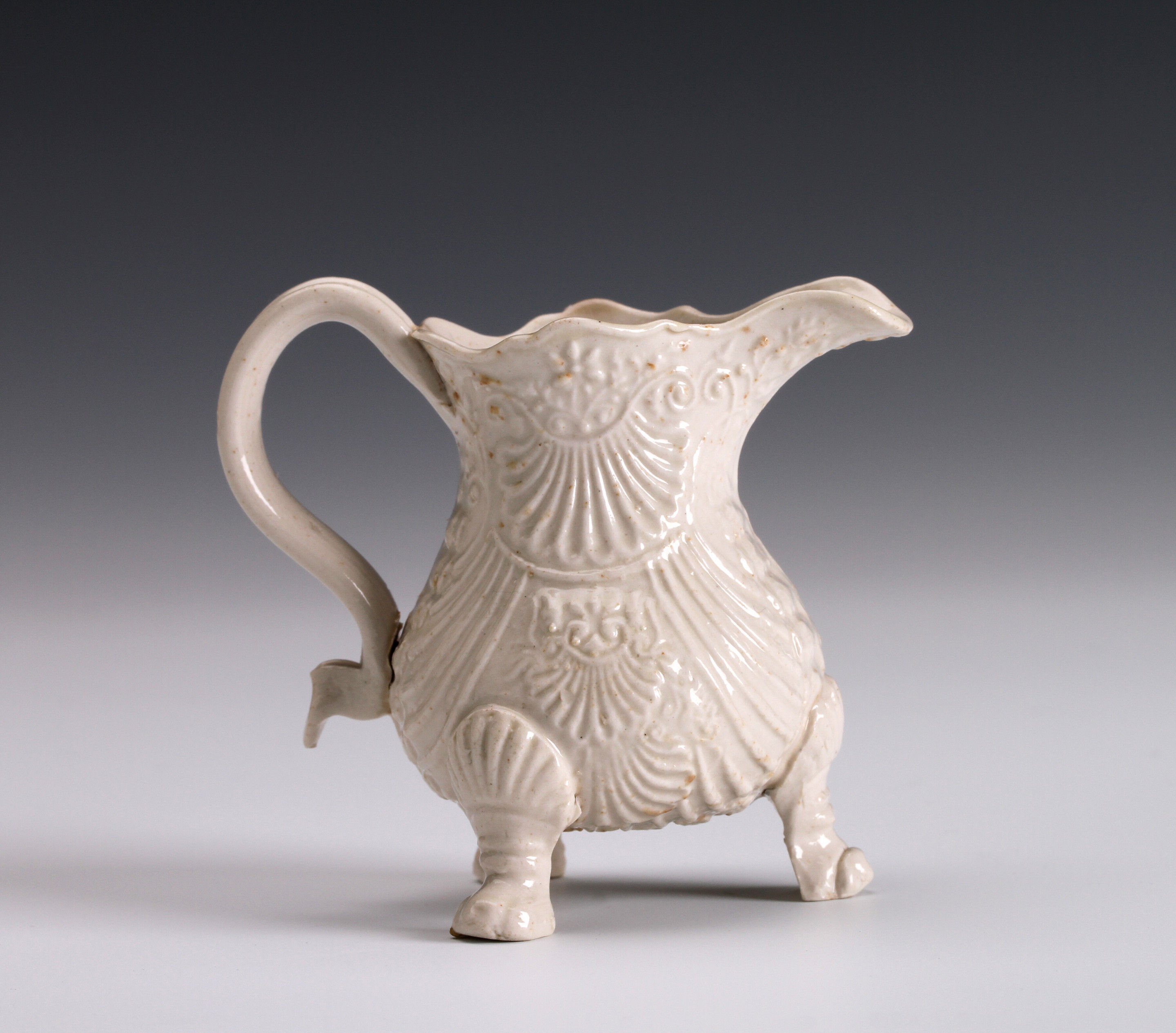 Salt-glazed Stoneware miniature shell-moulded jug